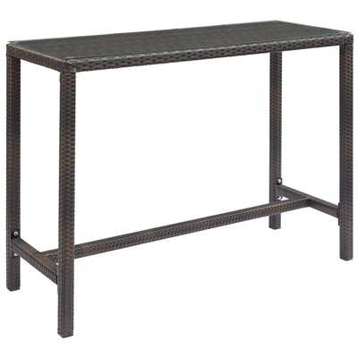 Modway Furniture Conduit Outdoor Patio Wicker Rattan Large Bar Table In Brown EEI-2803-BRN