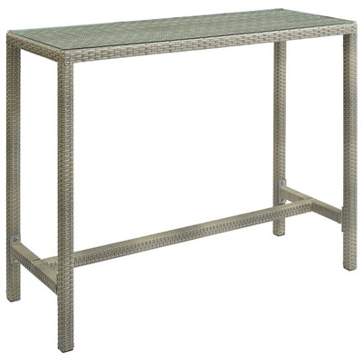Modway Furniture Conduit Outdoor Patio Wicker Rattan Large Bar Table In Light Gray EEI-2804-LGR