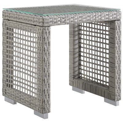 Modway Furniture Aura Outdoor Patio Wicker Rattan Side Table In Gray EEI-2922-GRY