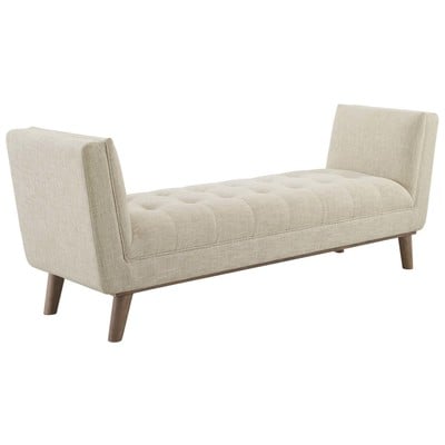 Modway Furniture Haven Tufted Button Upholstered Fabric Accent Bench In Beige EEI-3002-BEI