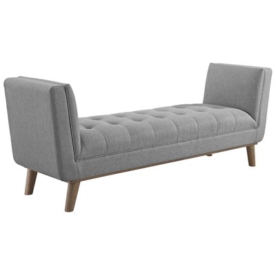 Modway Furniture Haven Tufted Button Upholstered Fabric Accent Bench In Light Gray EEI-3002-LGR