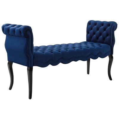 Modway Furniture Adelia Chesterfield Style Button Tufted Performance Velvet Bench In Navy EEI-3018-NAV