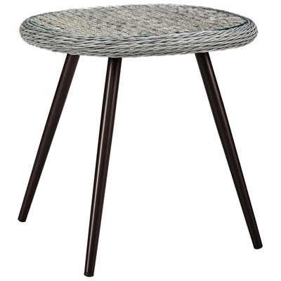 Modway Furniture Endeavor Outdoor Patio Wicker Rattan Side Table In Gray EEI-3025-GRY