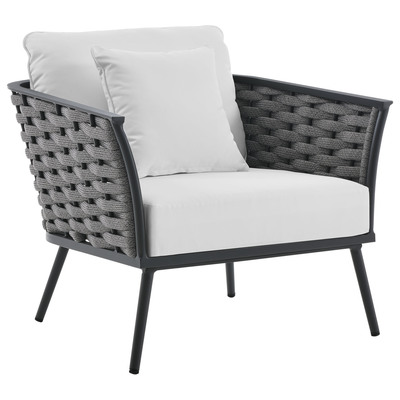Modway Furniture Stance Outdoor Patio Aluminum Armchair EEI-3054-GRY-WHI