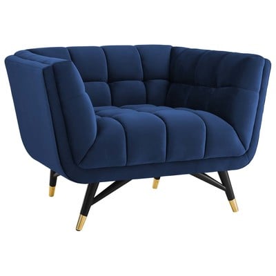 Modway Furniture Adept Performance Velvet Armchair In Midnight Blue EEI-3060-MID