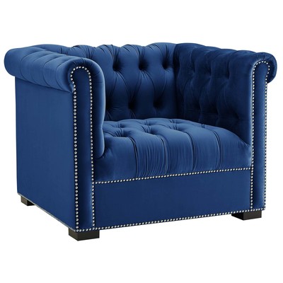 Modway Furniture Heritage Performance Velvet Armchair In Midnight Blue EEI-3065-MID