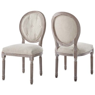 Modway Furniture Arise Vintage French Upholstered Fabric Dining Side Chair Set Of 2 In Beige EEI-3105-BEI-SET