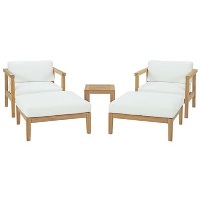 Modway Furniture Outdoor Beds, White,snow, Natural White,Natural,WHITE, Teak, Sofa Sectionals, 889654134008, EEI-3113-NAT-WHI-SET