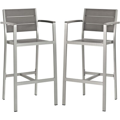 Modway Furniture Shore Outdoor Patio Aluminum Bar Stool Set of 2 by Modway, 889654137986, EEI-3155