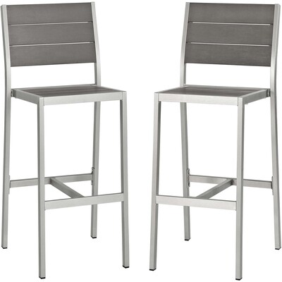 Modway Furniture Shore Outdoor Patio Aluminum Armless Bar Stool Set of 2 by Modway, 889654137993, EEI-3156