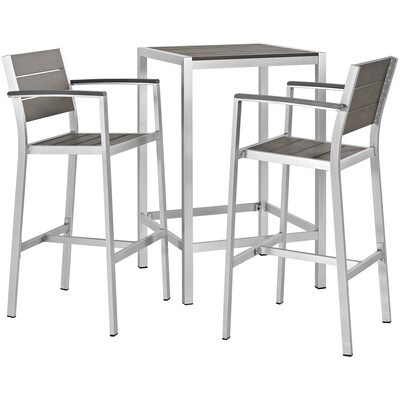 Modway Furniture Shore 3 Piece Outdoor Patio Aluminum Pub Set by Modway, 889654138006, EEI-3157