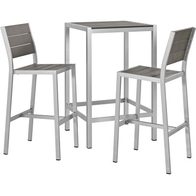 Modway Furniture Shore 3 Piece Outdoor Patio Aluminum Pub Set by Modway, 889654138013, EEI-3158