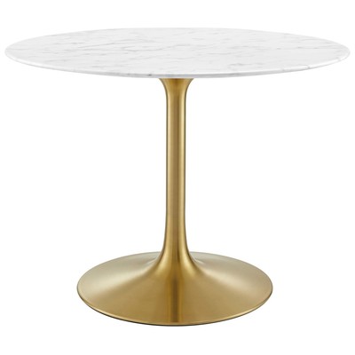 Modway Furniture Dining Room Tables, gold Whitesnow, Round,Square, Gold,Metal,Aluminum,BRONZE,Iron,Gunmetal,Steel,TITANIUMWhite, Bar and Dining Tables, 889654145424, EEI-3231-GLD-WHI,Standard (28-33 in)