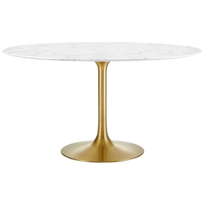 Modway Furniture Dining Room Tables, gold Whitesnow, Round,Square, Gold,Metal,Aluminum,BRONZE,Iron,Gunmetal,Steel,TITANIUMWhite, Bar and Dining Tables, 889654145448, EEI-3233-GLD-WHI,Standard (28-33 in)