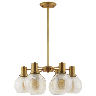 Modway Furniture Resound Amber Glass And Brass Pendant Chandelier In  EEI-3272