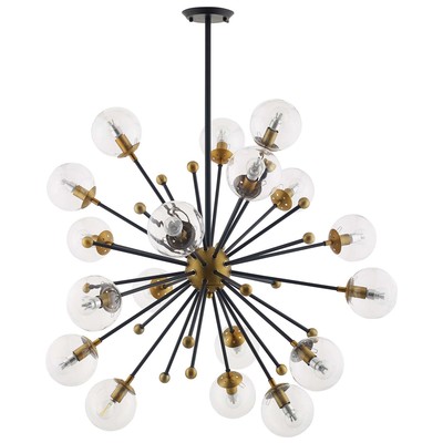Modway Furniture Constellation Clear Glass And Brass Ceiling Light Pendant Chandelier In  EEI-3273