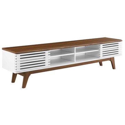 Modway Furniture TV Stands-Entertainment Centers, White,snow, Wood,MDF, FURNITURE,Media Storage,Storage,TV Stand, Walnut,White, Decor, 889654954408, EEI-3303-WAL-WHI,Long (over 67 in)