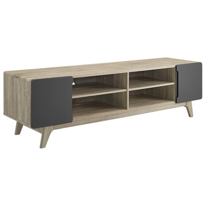 Modway Furniture TV Stands-Entertainment Centers, Gray,GreyWhite,snow, FURNITURE,Media Storage,Storage,TV Stand, Grey,GrayWalnut,White, 889654146179, EEI-3306-NAT-GRY,Long (over 67 in)
