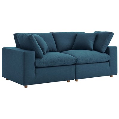 Modway Furniture Commix Down Filled Overstuffed 2 Piece Sectional Sofa Set In Azure EEI-3354-AZU
