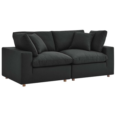 Modway Furniture Commix Down Filled Overstuffed 2 Piece Sectional Sofa Set EEI-3354-BLK