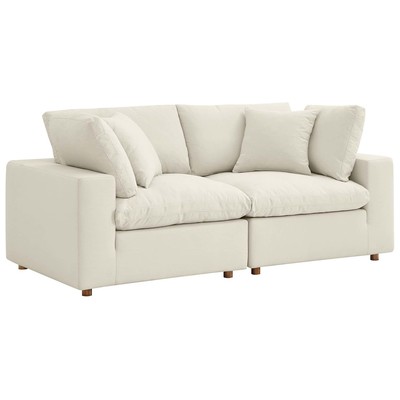 Modway Furniture Commix Down Filled Overstuffed 2 Piece Sectional Sofa Set EEI-3354-LBG