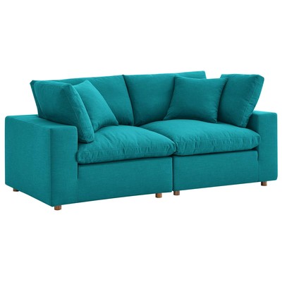 Modway Furniture Commix Down Filled Overstuffed 2 Piece Sectional Sofa Set In Teal EEI-3354-TEA