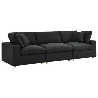 Modway Furniture Commix Down Filled Overstuffed 3 Piece Sectional Sofa Set EEI-3355-BLK