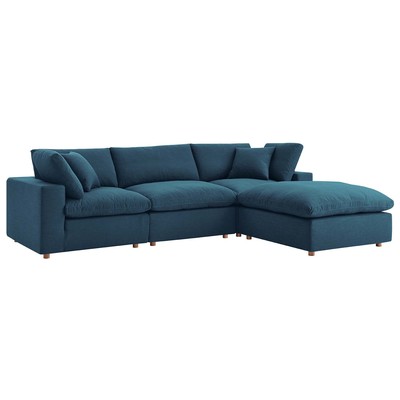 Modway Furniture Commix Down Filled Overstuffed 4 Piece Sectional Sofa Set In Azure EEI-3356-AZU