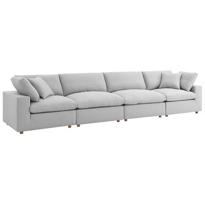Modway Furniture Commix Down Filled Overstuffed 4 Piece Sectional Sofa Set EEI-3357-LGR