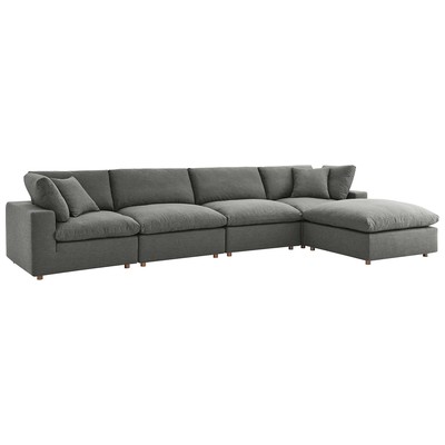 Modway Furniture Commix Down Filled Overstuffed 5 Piece Sectional Sofa Set In Gray EEI-3358-GRY