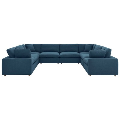 Modway Furniture Commix Down Filled Overstuffed 8 Piece Sectional Sofa Set In Azure EEI-3363-AZU
