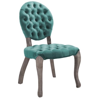 Modway Furniture Exhibit French Vintage Dining Performance Velvet Side Chair In Teal EEI-3365-TEA