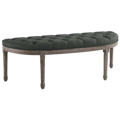 Modway Furniture Esteem Vintage French Upholstered Fabric Semi-circle Bench In Gray EEI-3369-GRY