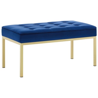 Modway Furniture Ottomans and Benches, Blue,navy,teal,turquiose,indigo,aqua,SeafoamGold,Green,emerald,teal, Benches and Stools, 889654148203, EEI-3402-GLD-NAV