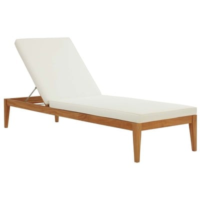 Modway Furniture Northlake Outdoor Patio Premium Grade A Teak Wood Chaise Lounge EEI-3429-NAT-WHI