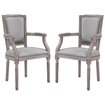 Modway Furniture Penchant Dining Armchair Upholstered Fabric Set Of 2 In Light Gray EEI-3462-LGR