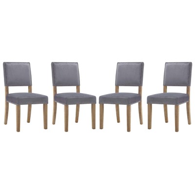 Modway Furniture Oblige Dining Chair Wood Set Of 4 In Gray EEI-3478-GRY