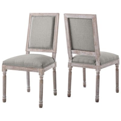Modway Furniture Court Dining Side Chair Upholstered Fabric Set Of 2 In Light Gray EEI-3500-LGR