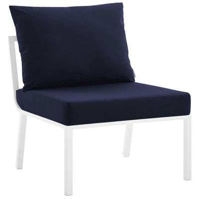 Modway Furniture Riverside Outdoor Patio Aluminum Armless Chair EEI-3567-WHI-NAV