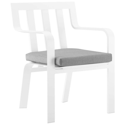 Modway Furniture Baxley Stackable Outdoor Patio Aluminum Dining Armchair EEI-3571-WHI-GRY