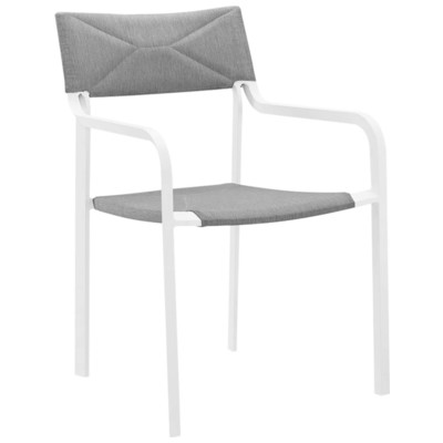 Modway Furniture Raleigh Stackable Outdoor Patio Aluminum Dining Armchair EEI-3573-WHI-GRY