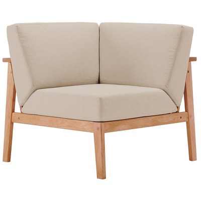 Modway Furniture Sedona Outdoor Patio Eucalyptus Wood Sectional Sofa Corner Chair EEI-3680-NAT-TAU