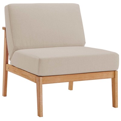 Modway Furniture Sedona Outdoor Patio Eucalyptus Wood Sectional Sofa Armless Chair EEI-3681-NAT-TAU