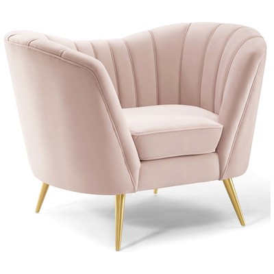 Modway Furniture Chairs, Gold,Pink,Fuchsia,blush, Accent Chairs,AccentLounge Chairs,Lounge, Sofas and Armchairs, 889654160458, EEI-3874-PNK