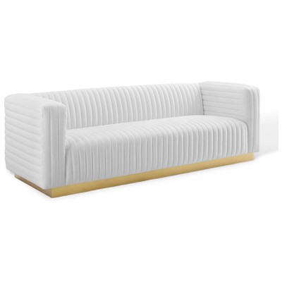 Modway Furniture Charisma Channel Tufted Performance Velvet Living Room Sofa EEI-3886-WHI