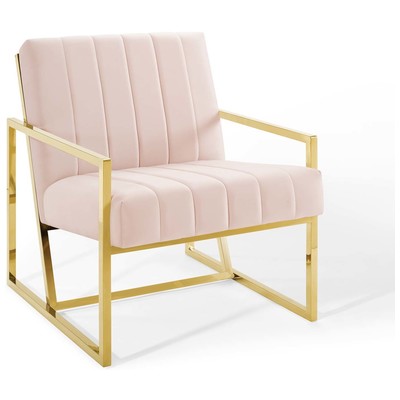 Modway Furniture Inspire Channel Tufted Performance Velvet Armchair EEI-3914-PNK