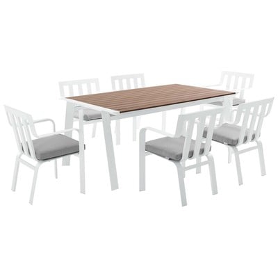 Modway Furniture Baxley 7 Piece Outdoor Patio Aluminum Dining Set EEI-3965-WHI-GRY