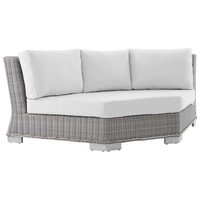 Modway Furniture Conway Sunbrella® Outdoor Patio Wicker Rattan Round Corner Chair EEI-3979-LGR-WHI