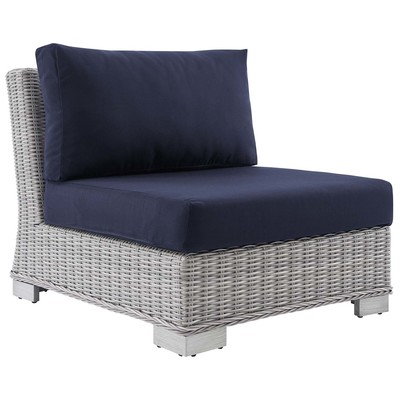 Modway Furniture Conway Sunbrella® Outdoor Patio Wicker Rattan Armless Chair EEI-3980-LGR-NAV