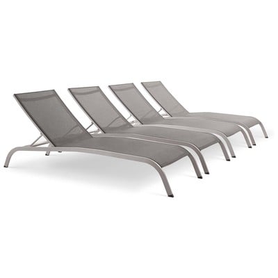 Modway Furniture Savannah Outdoor Patio Mesh Chaise Lounge Set of 4 EEI-4007-GRY
